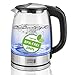 LEBENLANG Bollitore acqua elettrico in vetro - con LED, filtro anti-calcare, 2200 Watt & 1.7L | Bollitore acqua LED senza fili | Bollitore acqua elettrico senza plastica - con filtro per calcare