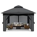 MASTERCANOPY 10x10FT Outdoor Patio Gazebo with Mosquito Netting for Backyard, Patio, Garden Dark Grey