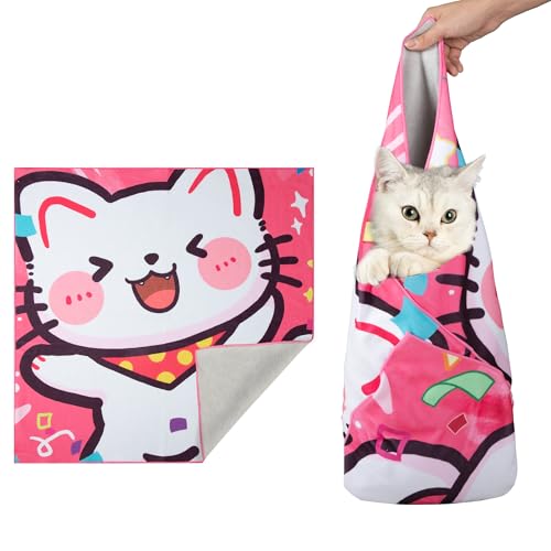 Image of 21.7 inch Cat Wrap for Cutting Nails, Cat Restraint for Nail Clipping, Cat Swaddle Wrap for Kittens, Cat Burrito Wrap Can Be Applied to Cat Nail Trimming, Large, Within 6lbs