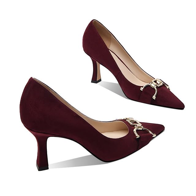 Image of Women's Closed Toe High Heels Dress Pointed Toe Wedding Pump Shoes Prom Bridal Work Office Pumps for Women