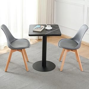 Mingone Esstisch 60cm Küchentisch Esszimmertisch Klein mit Marmor Tischplatte Quadratischer Tisch mit Metallbein für Wohnzimmer Balkon Esszimmer, Schwarz