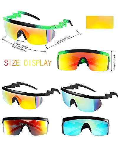 Image of Frienda 3 Pairs 80s Retro Sunglasses Semi Rimless Zigzag