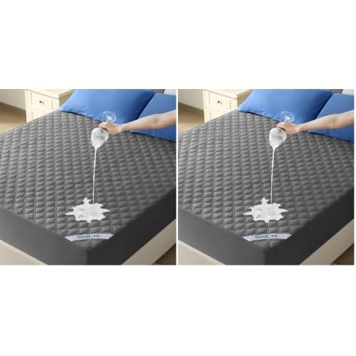 BEDLORE Waterproof Mattress Protector, Noiseless Queen Size Mattress Pad with Deep Pocket Fitted Up to 6"-18", Soft Breathable Dirt-Proof Bed Mattress Cover Washable Bedroom, Hotel (Gray) (P