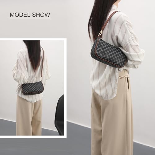 Image of Shoulder Bag for Women Retro Vegan Leather Classic Clutch Tote HandBags Purses with Zipper Closure