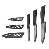 Coiwin Kitchen Cutlery Black Ceramic Knife Set With Sheaths - Super Sharp & Rust Proof & Stain Resistant ( 6