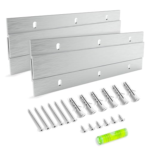 Image of French Cleat Hanger Kit 6 inch 2 Pairs 60 lb Z Hanging Heavy Picture Mirror Frame Wall Mounting Bracket Aluminum Hardware Duty Hooks Drywall Clips Large Canvas Painting Headboard Whiteboard
