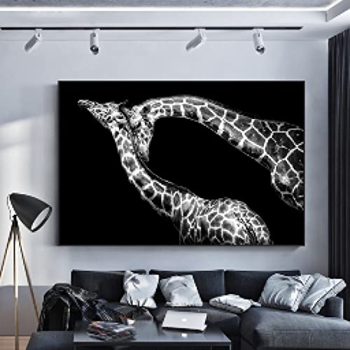 Affiche toile girafe africaine amoureuse pour décoration murale chambre enfant 70x100cm