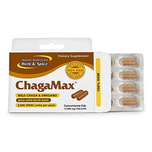 North American Herb & Spice Chagamax - 12 Vegi Capsules - Chaga Wild Mushroom Supplement - Adaptogen, Adrenal Support, Endurance & Stamina - Non-Gmo - 90 Servings #TOP14