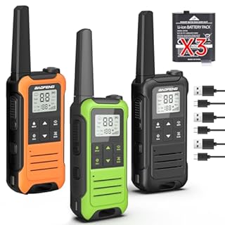 Walkie Talkies Long Range for Adult, Baofeng Radio FRS Portable Rechargeable Walkie Talkie Two Way Radio USB-C Cable 1400mAh Li-ion Battery NOAA VOX Walky Talky for Camping Skiing Hiking 3Pack