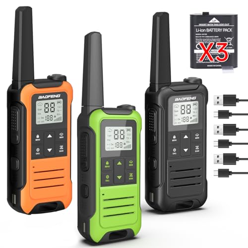 Walkie Talkies Long Range for Adult Baofeng Radio FRS Portable Rechargeable Walkie Talkie Two Way Radio USB-C Cable 1400mAh Li-ion Battery NOAA VOX Walky Talky for Camping Skiing Hiking 3Pack