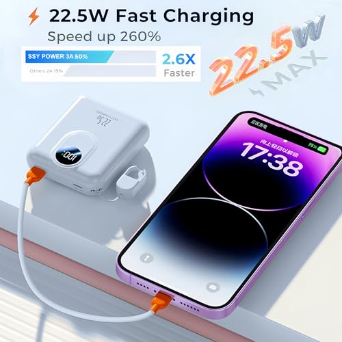 Cargador portátil para viajar con 4 salidas y cables para iPhone 16 y iPad 2