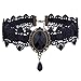 Holibanna Collier ras-du-cou noir en dentelle avec strass gothique pour femme Halloween fête (rouge) - Noir -