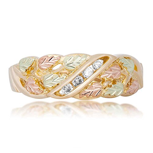 10k Yellow Gold, 12k Rose and Green Gold 4-Stone Diamond Black Hills Gold Band (.125 Ctw, SI1, IJ)2