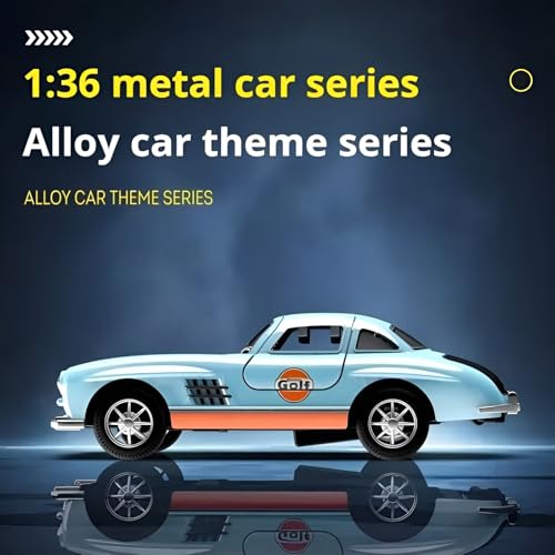 Image of 1:36 Scale Die Cast Mercedez-Benz Alloy Car Toy | Openable Doors | Rubber Tyres | Rear Wheel Pull-Back | Metal Body Model Car | Gulf Racing Edition | Collectible Vehicle for Kids & Adults