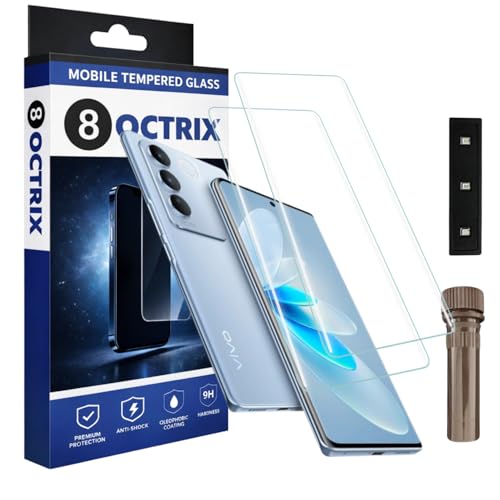 Image of Curved UV Tempered Glass Screen Protector for Vivo V27 Pro | Transparent | Pack of 2 | Full Screen Coverage with UV Installation Kit