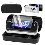 QUAGGY Case for ROGX Ally- Portable Hard Case Carrying for Gaming Handheld - Double Pocket/Button Protection/Large Capacity, Transparent white & Black
