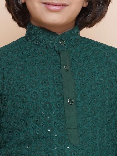 Image of AJ DEZINES Chikankari Kurta For Boys- Ethnic Wear | Embroidery Chikankari Sequined | Traditional & Festive Outfit | Cotton Stylish Boys Kurta | Perfect For Wedding & Family Function