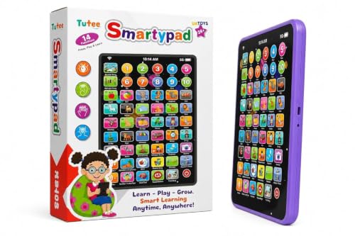 Image of Learning Pad for Preschoolers & Toddlers 2Y+ | 14 Interactive Functions, Phonics, Alphabets, Numbers, Transport & Animal Sounds | Educational and Early Developmental Toy (Purple)