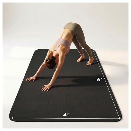 FrenzyBird 6’x4’ Large Yoga Mat ¼” Extra Thick Exercise Mat with 2 Bundling Ribbons Eco Friendly TPE Fitness for Women & Men, Yoga, Pilates, Gym and Floor Workouts