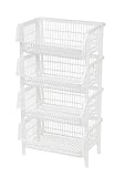 IRIS USA, Inc. Jumbo Stacking Basket, 4 Pack, White