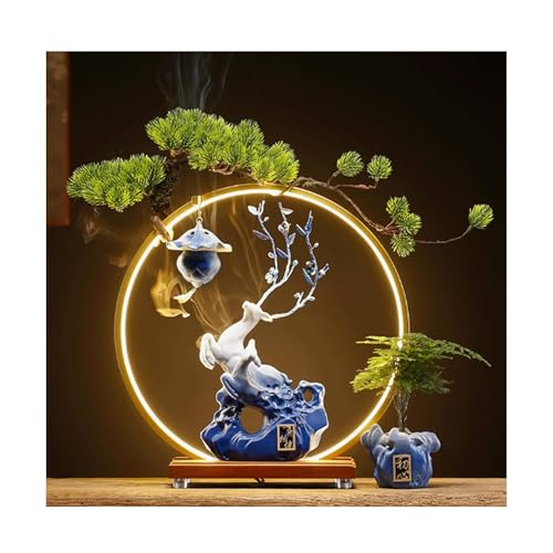WLH Alexanders Acqua da Tavolo Fontana Ceramica Forma Decorazione per la casa con Anello Luminoso, atomizzazione per Soggiorno o Camera da Letto