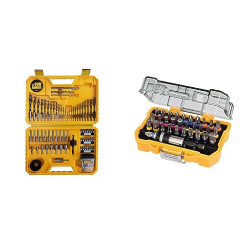 DEWALT - Coffret de 100 Pièces de Perçage et Vissage Haute Performance & Coffret de 32 Embouts de Vissage de 25mm Robustes et Précis - DT7969-QZ – Assortiment de 32...