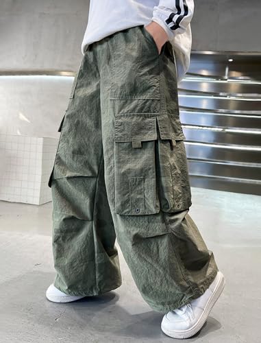 Boys Baggy Cargo Pants Multi-Pocke Outdoor Athletic Casual Trousers 5-12 Years3