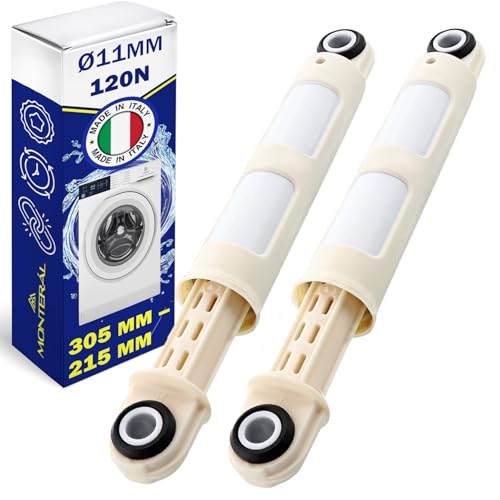 2 Pezzi Ammortizzatori Lavatrice 120N Ø11mm Lunghezza 305 mm – 215 mm con Codice Originale 49043541 41017168 per Candy per Hoover - MADE IN ITALY - Garanzia di 10 Anni - MONTERAL