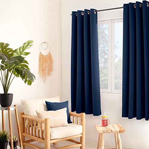Enjoy Home Basic Blackout Curtain 8 Silver Eyelets Diameter 4 cm 100% Polyester Oeko-TEX Certified Fabric 140 x 180 cm Navy Blue