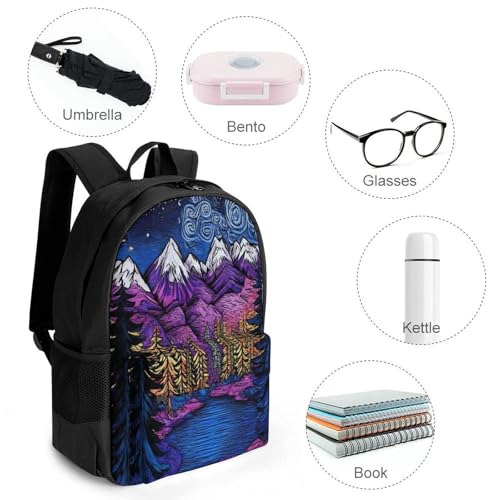 Backpack with Zippered Side Pockets, Unisex Trippy Starry Sky Night Art Breathable Backpack for Hiking, Gym, Fashion Adjustable Shoulder Bag4