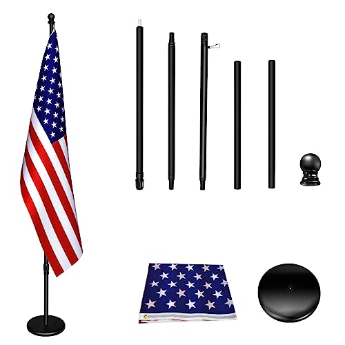 IN WHICH BAY Indoor Flagpole with Base,Telescoping Flag Pole 6FT-8FT, Flagpoles Rotate 360 Degrees, 3X5 USA Flag-Heavy Duty Water Resistant Polyester Canvas Embroidered Stars. Suitable for Office, Auditorium, School, Use (2-pack) by IN WHICH BAY - Image 6