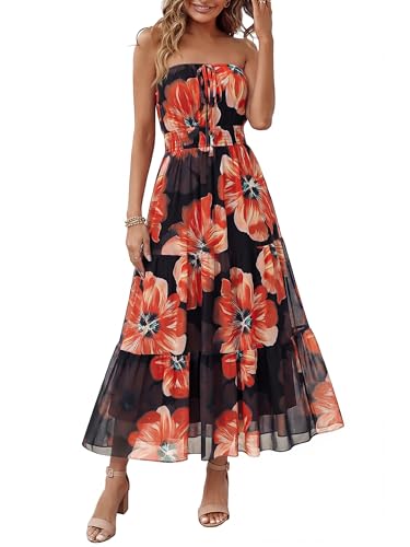 Simplee Women's Summer Maxi Dresses 2026 Boho Floral Mesh Casual Elegant Vacation Beach Dress...