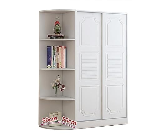 Großer weißer Eckschrank mit Schiebetüren, geräumiger Aufbewahrungsschrank für Schlafzimmer, Zuhause, Größe: B (120 + 50) x 50 x 180 cm, modernes Design, effizient, platzsparend