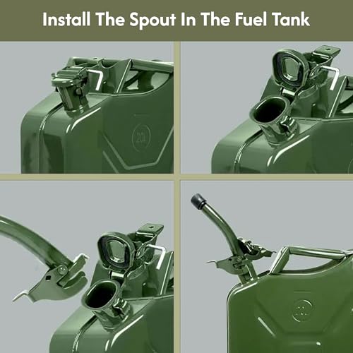 Remart KF Metal Jerry Can for Petrol/Diesel/Water Extra Large Liquid Storage Canister with Flexible Metal Spout Heavy Duty Metal Food Grade Water Jug/Jerry Can Camping & Emergency Storage (20L)