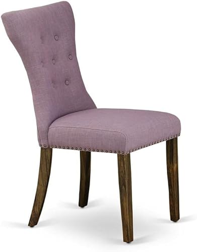 Miniatura 5 de East West Furniture GAP7T40 Gallatin Parson - Juego de 2 sillas de comedor acolchadas de tela de lino de dalia con botones copetudos, diseño jacobeo