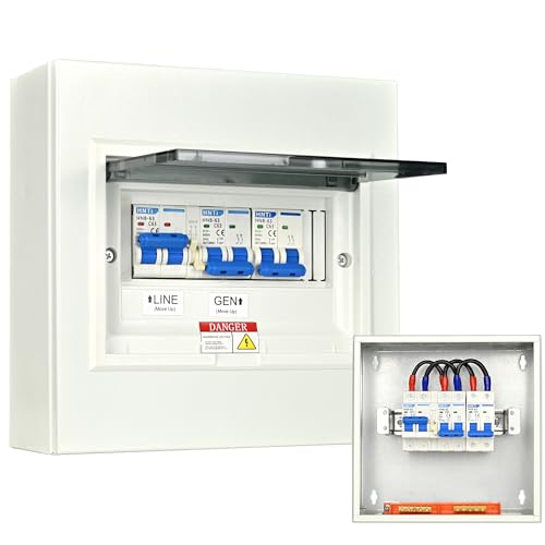 Generator Transfer Switch,63 Amp Manual Transfer Switch, 120/240-Volt Transfer Switch,15,000 Watt Prewired Transfer Switch for Home Generator and Solar Power Systems,with Overload Protection