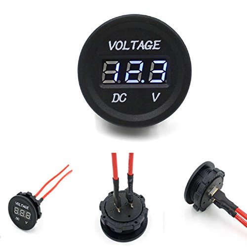 Coromose 12V-24V Car Motorcycle LED DC Digital Display Voltmeter Waterproof Meter (Blue)