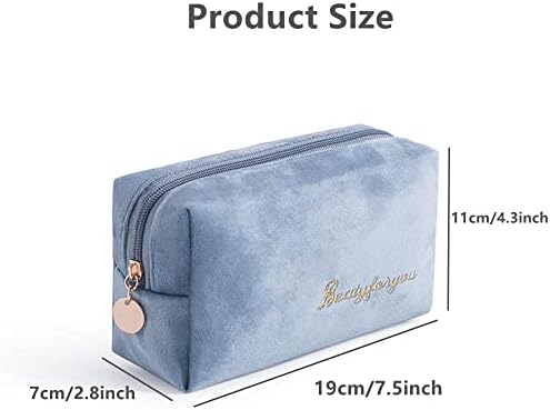 Cosmetic Bag Travel Makeup Bag Organizer Velvet Toiletry Wash Bag Pouch or Purse Pencil Case with Zipper Portable Washable Multi-Functional Lightweight for Women Girls Men