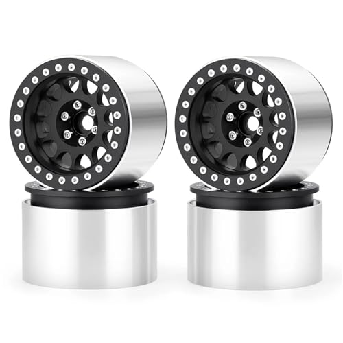 Jantes Beadlock 2.2 noires en alu 45mm pour Axial RBX10 et RR10 Wraith
