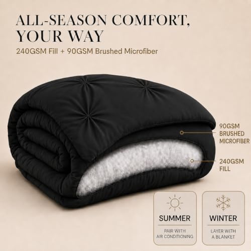 HIMEET Oversized Queen Comforter Set Black - 7 Pieces Pintuck Bed in a Bag by HIMEET - Used condition - Image 3