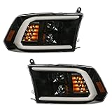 PZ DRL Headlights Assembly with LED Switchback Turn Signal Left and Right Sides Smoked Grey Lens Lam