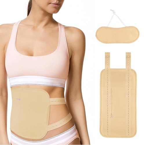 AMCAY Castor Oil Pack for Liver Detox, Reusable Castor Oil Pack Wrap Kit with Adjustable Elastic Strap for Waist & Neck, Anti Oil Leak, Machine Washable, Organic Cotton, Storage Bag, 2 Pack (Khaki)