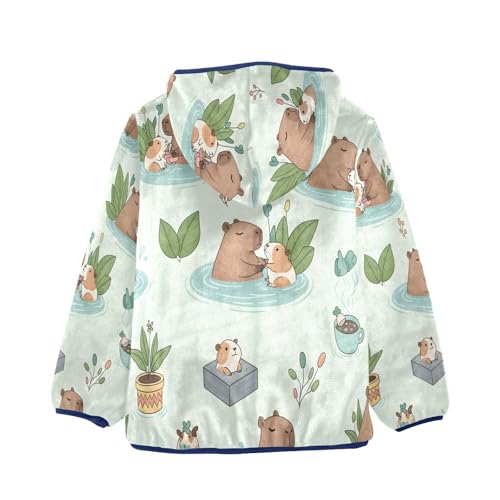Cute Hamsters Swimming in Ponds Toddler Fleece Jacket Girl Boys Hooded Fleece Jacket Coat Warm Outwear Zip-up 3-10T2