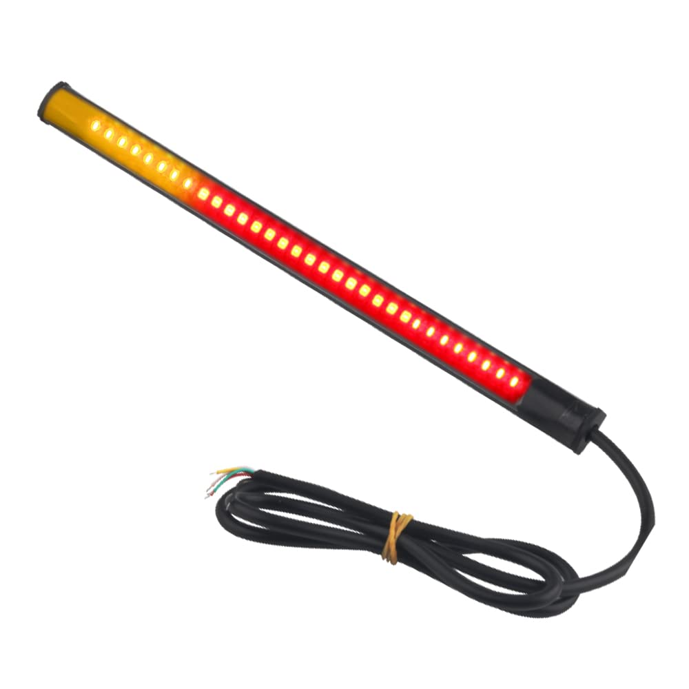 Barra de luz trasera para moto ultrafina 48 LED 2835 3014SMD- tira led 12 V universal flexible – indicador de asistencia al frenado por LED placa faro de motocicleta (rojo + ámbar)