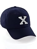 I&W Hatgear Customized Letter Intial Baseball Hat A to Z Team Colors, Navy Cap Black White Letter X
