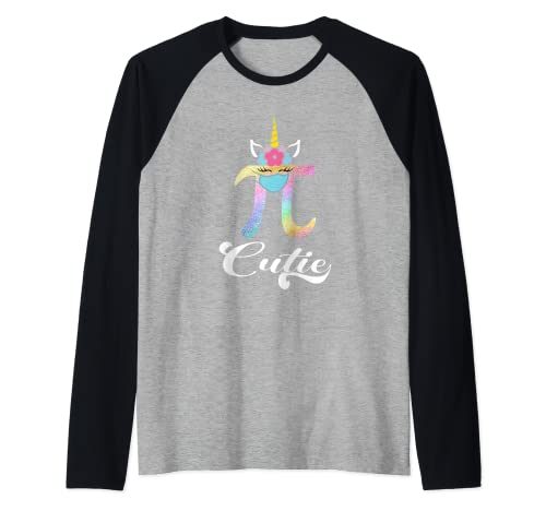 Cutie Pi Day Tee Einhorn Gesicht Mädchen Lehrer Mathematik Geek 2021 Raglan