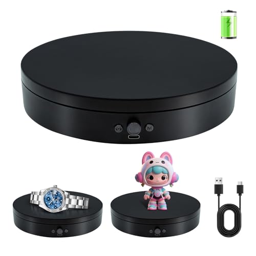 Motorized Rotating Display Stand 7.87inch, 17.6lbs Load Spinning Display Stand, 360 Electric Motorized Turntable for Photography, Rotating Platform, Rotating Display Base for Jewelry, Cake, 3D Scan