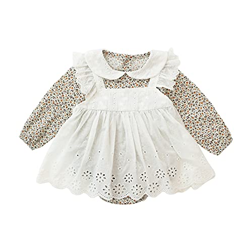 Image of Sanlutoz Newborn Cotton Bodysuit for Baby Girl Cute Lace Princess Baby Girls Clothes Flowers Long Sleeves