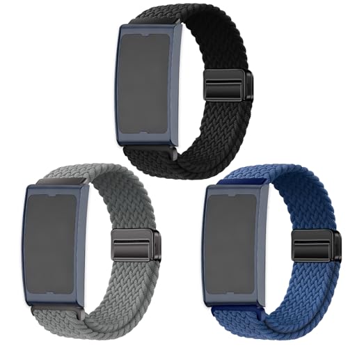SUGARJAR 3 Stück Geflochtene Armband Kompatibel mit Amazfit Helio Strap 22mm Elastischem Nylon Uhrenarmband mit Magnetverschluss Ersatzarmband Sport Amazfit Helio für Damen Herren