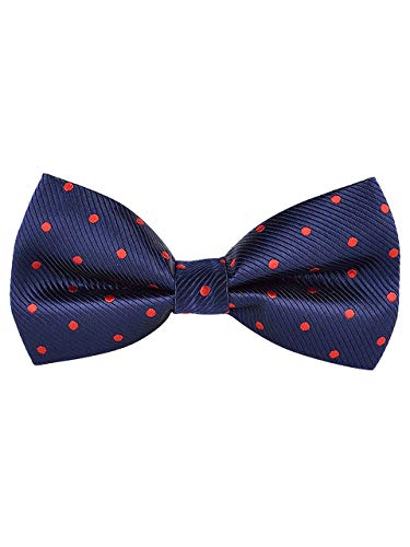 Hombre Cl�sico Pajarita Ajustable con Cierre de Gancho ya Anudado Formal Casual 12*6 cm - Rojo Puntos en Azul Oscuro
